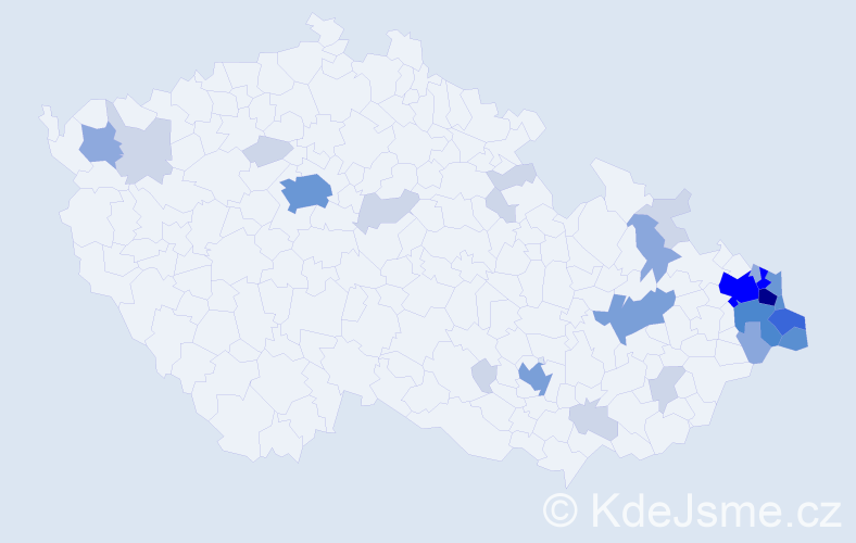 Příjmení: 'Dzik', počet výskytů 100 v celé ČR