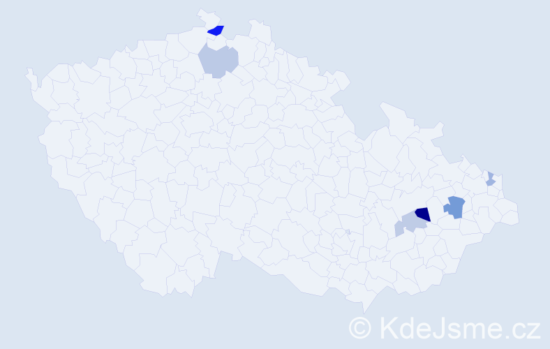 Příjmení: 'Zacharko', počet výskytů 9 v celé ČR