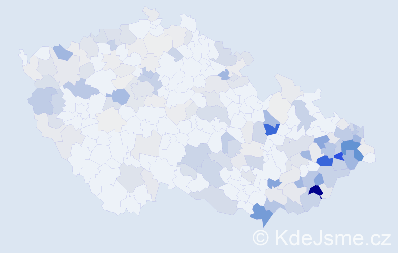 Příjmení: 'Bača', počet výskytů 653 v celé ČR