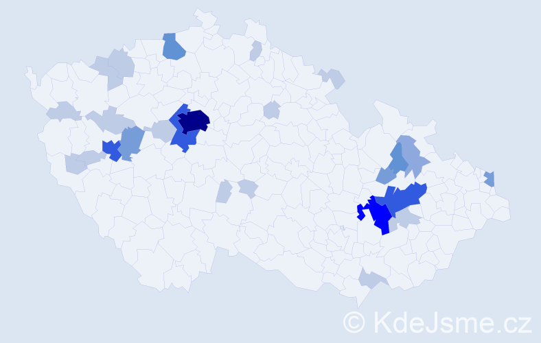 Příjmení: 'Zvonečková', počet výskytů 69 v celé ČR