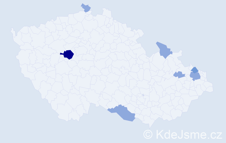 Příjmení: 'Bíllá', počet výskytů 13 v celé ČR