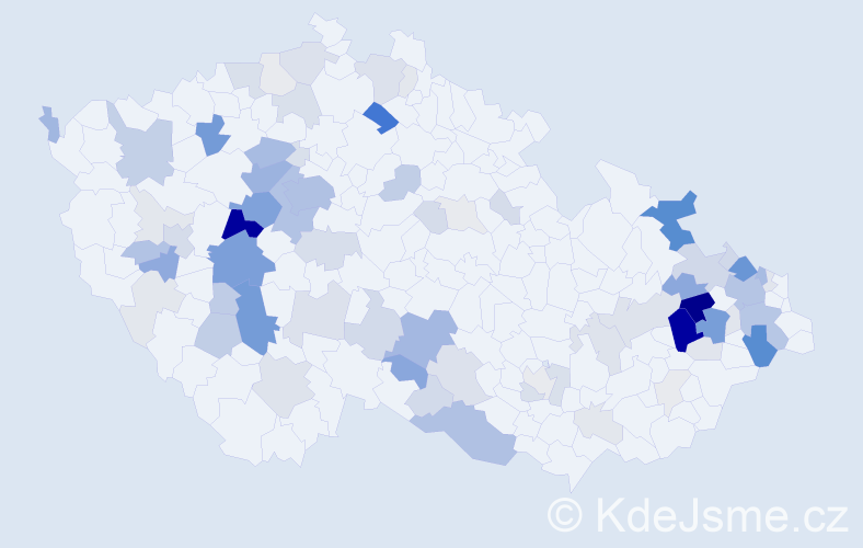 Příjmení: 'Biskup', počet výskytů 343 v celé ČR