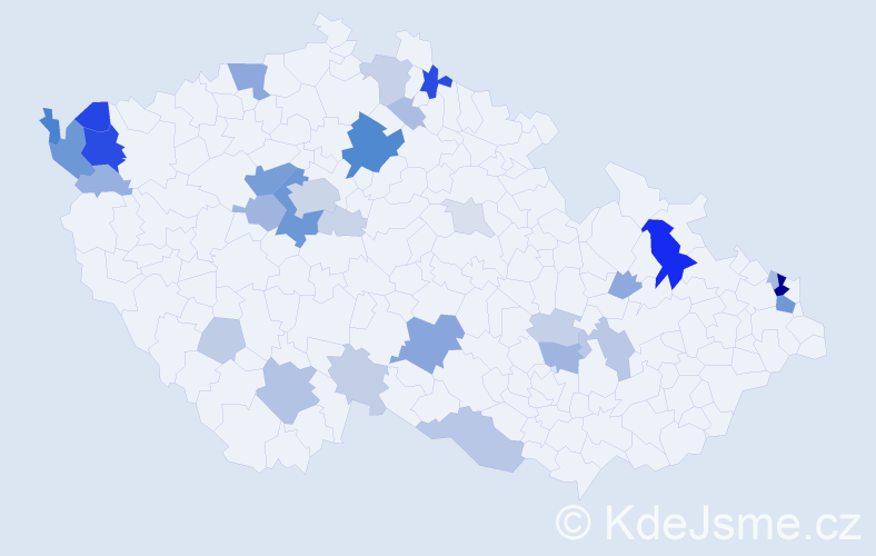 Příjmení: 'Čopáková', počet výskytů 106 v celé ČR