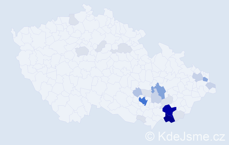 Příjmení: 'Páčová', počet výskytů 88 v celé ČR