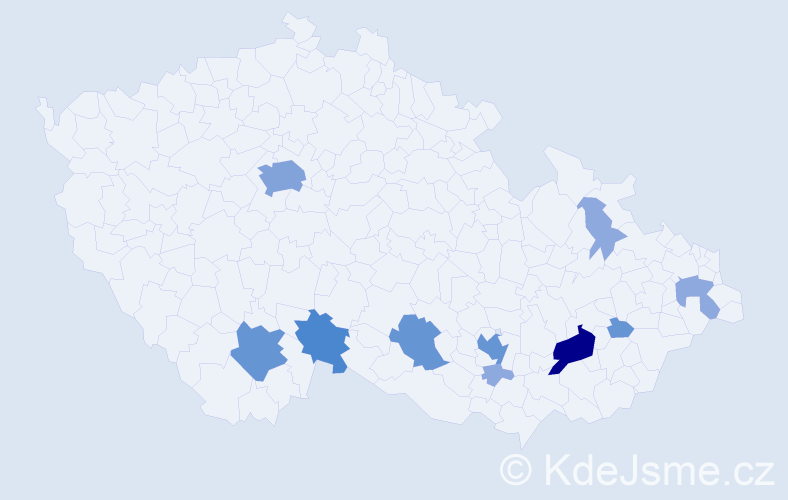 Příjmení: 'Rudá', počet výskytů 29 v celé ČR
