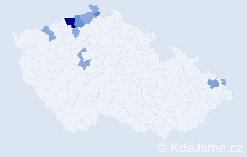 Příjmení: 'Jahnel', počet výskytů 23 v celé ČR