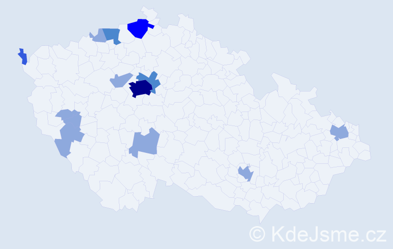 Příjmení: 'Konšalová', počet výskytů 24 v celé ČR