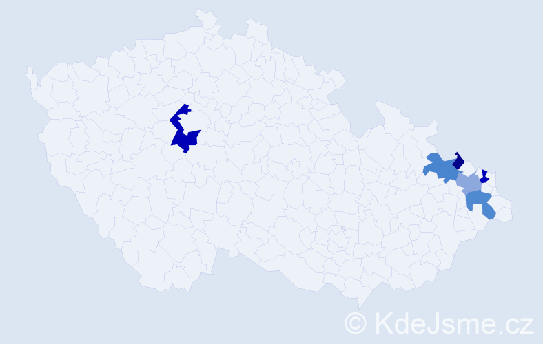 Příjmení: 'Křáková', počet výskytů 13 v celé ČR