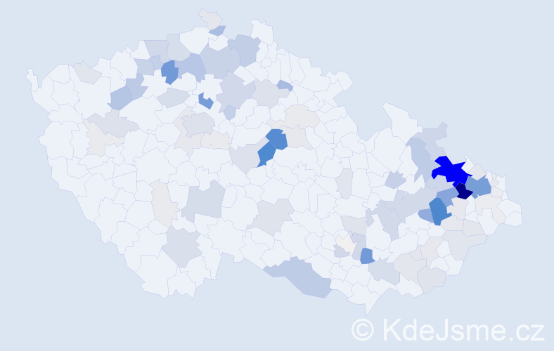 Příjmení: 'Hon', počet výskytů 402 v celé ČR