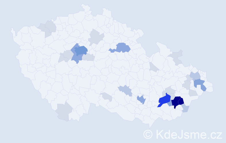 Příjmení: 'Manďáková', počet výskytů 92 v celé ČR