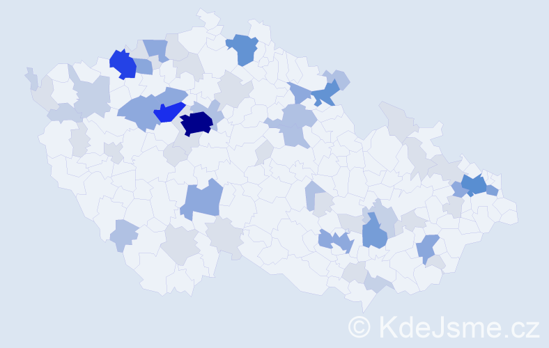 Příjmení: 'Kozár', počet výskytů 187 v celé ČR