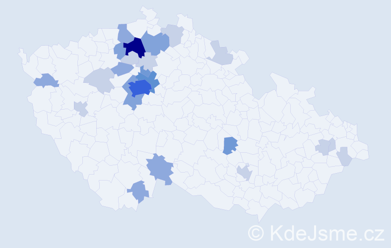 Příjmení: 'Kekrt', počet výskytů 61 v celé ČR