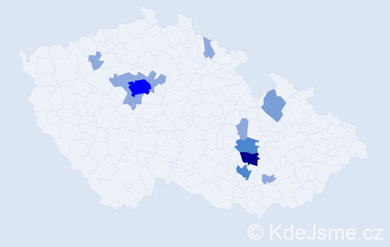 Příjmení: 'Koháčková', počet výskytů 28 v celé ČR