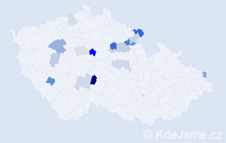 Příjmení: 'Pouznarová', počet výskytů 31 v celé ČR