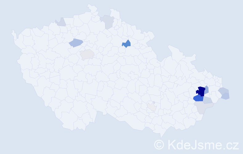 Příjmení: 'Krutilek', počet výskytů 50 v celé ČR