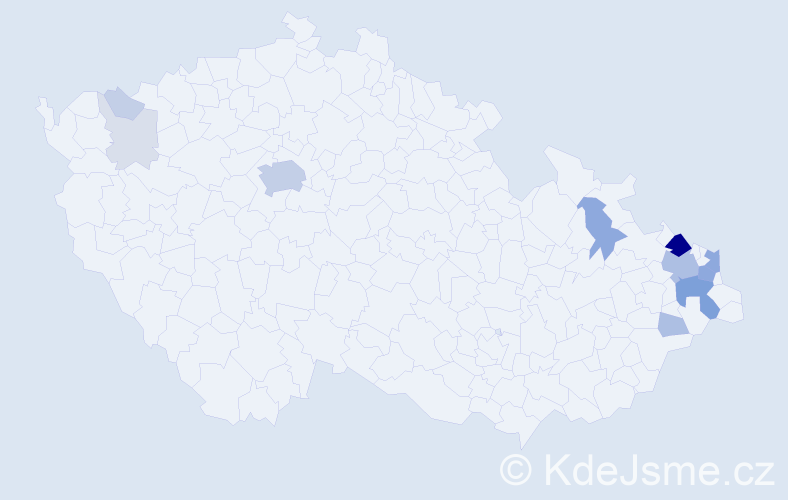 Příjmení: 'Čuraj', počet výskytů 51 v celé ČR