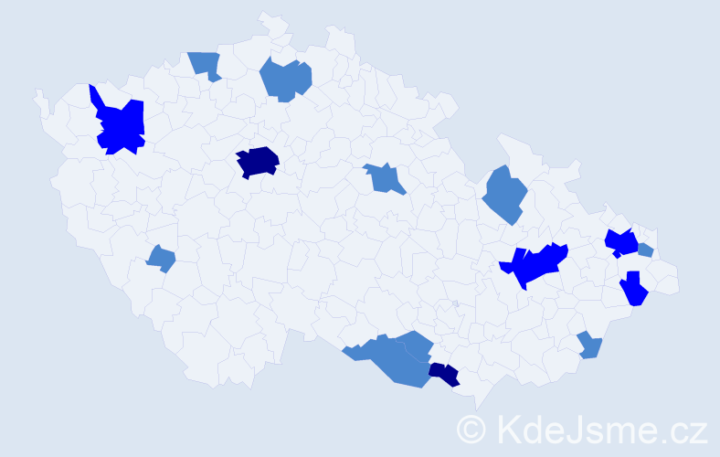Příjmení: 'Bujnová', počet výskytů 23 v celé ČR