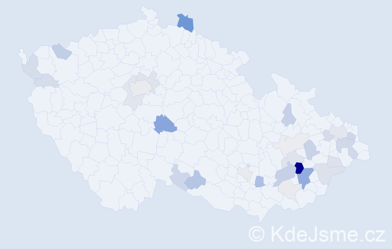 Příjmení: 'Lajdová', počet výskytů 87 v celé ČR