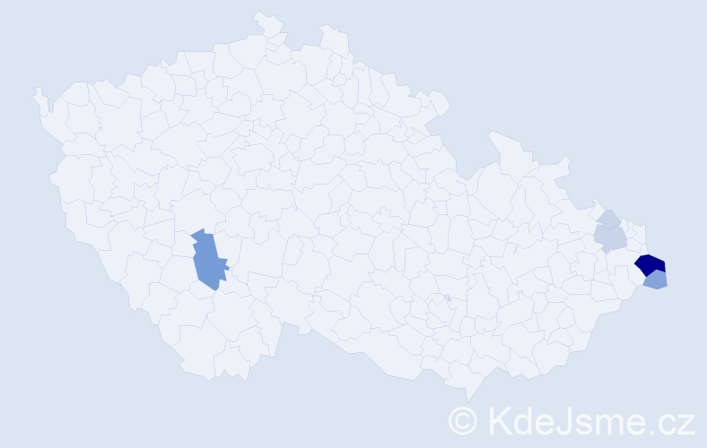 Příjmení: 'Nicielniková', počet výskytů 22 v celé ČR