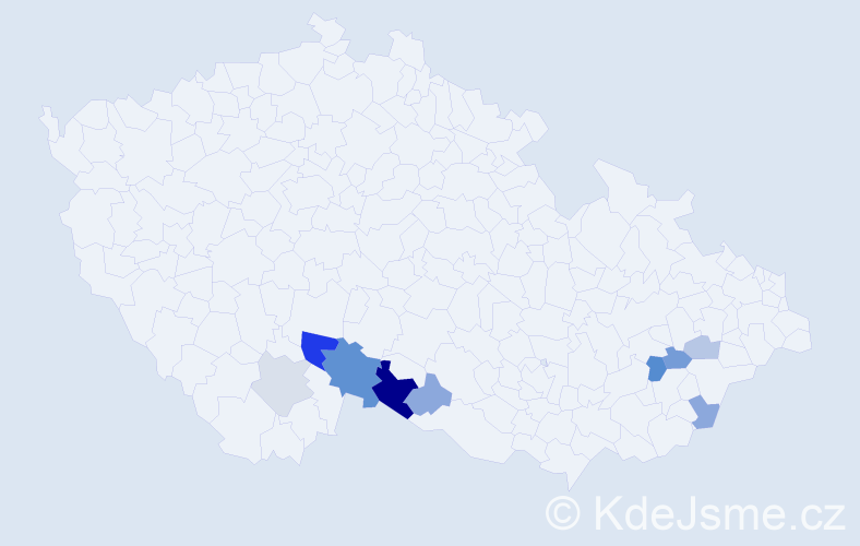 Příjmení: 'Bryolová', počet výskytů 18 v celé ČR