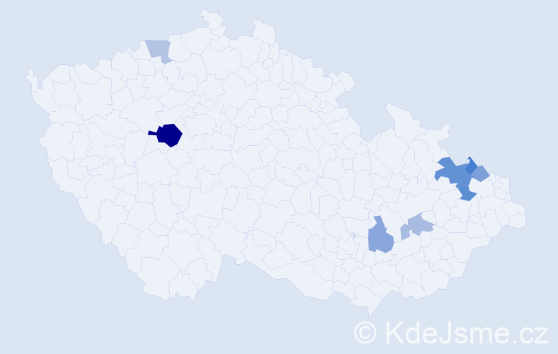 Příjmení: 'Kondrčík', počet výskytů 14 v celé ČR