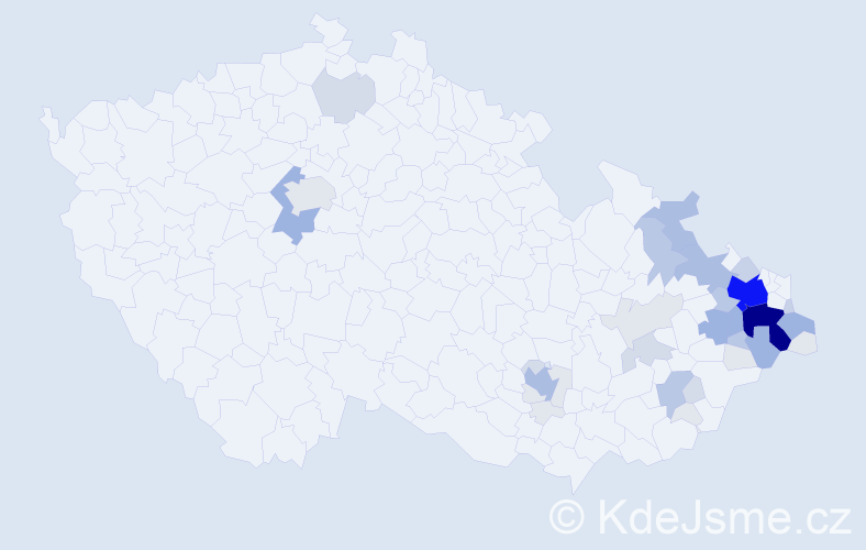 Příjmení: 'Morys', počet výskytů 145 v celé ČR