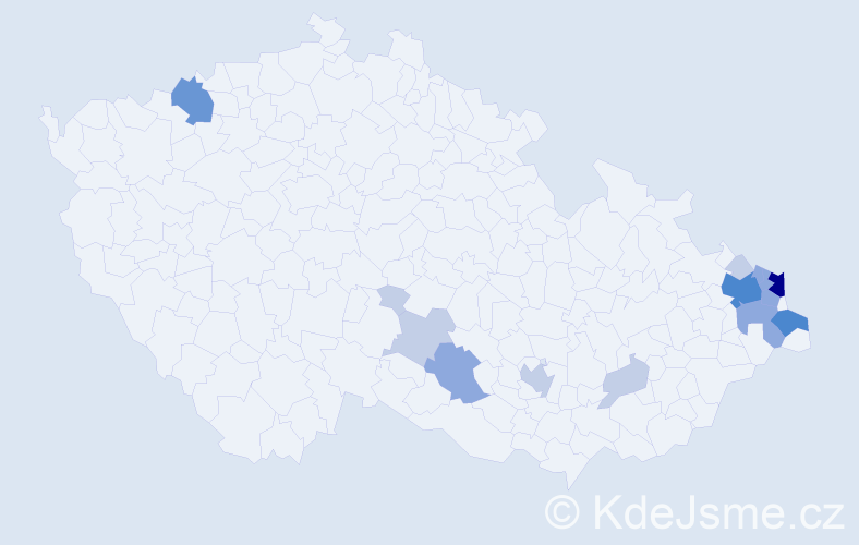 Příjmení: 'Farana', počet výskytů 40 v celé ČR