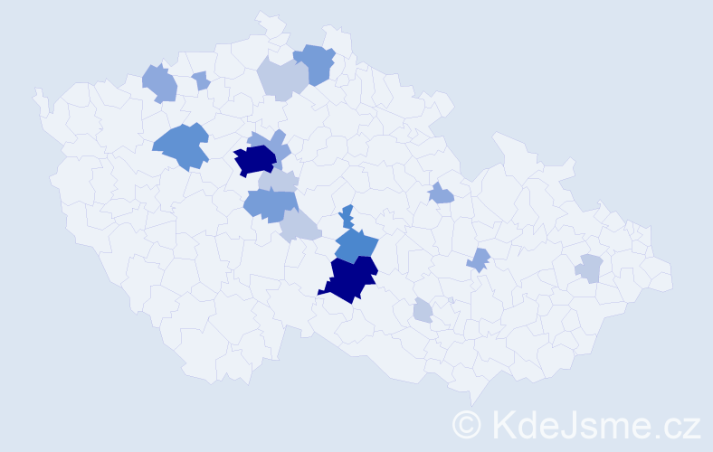 Příjmení: 'Pádivý', počet výskytů 50 v celé ČR