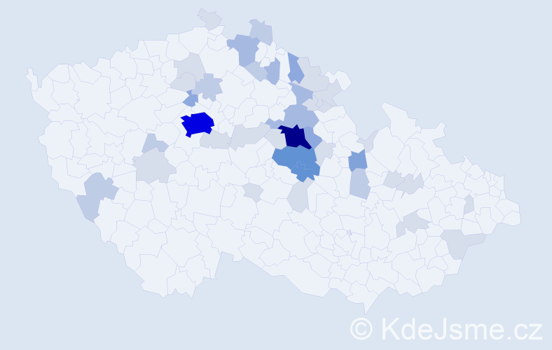 Příjmení: 'Venzarová', počet výskytů 114 v celé ČR