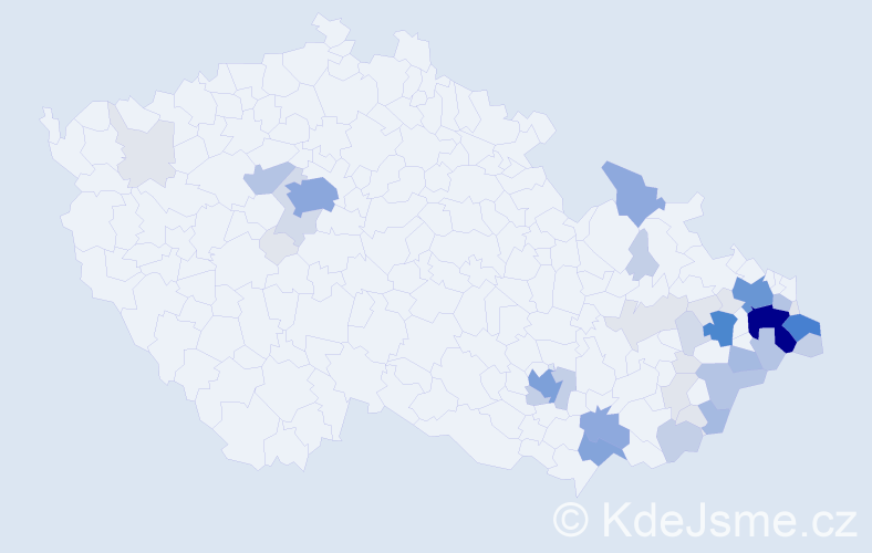 Příjmení: 'Zubek', počet výskytů 165 v celé ČR