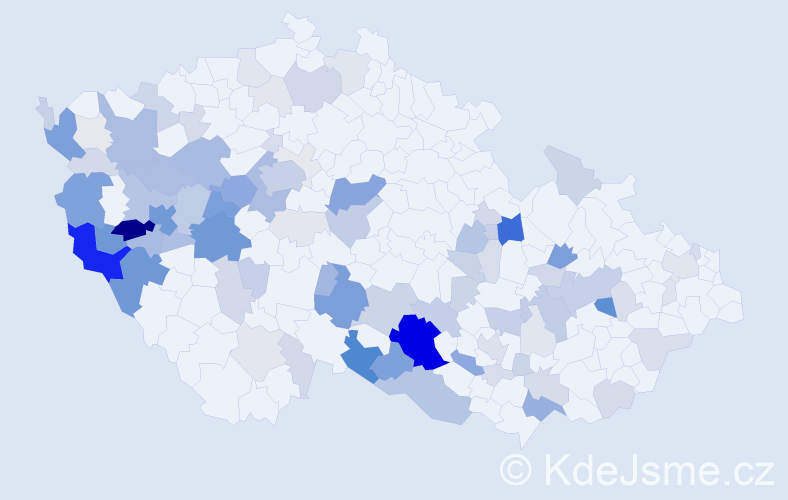 Příjmení: 'Mastný', počet výskytů 358 v celé ČR