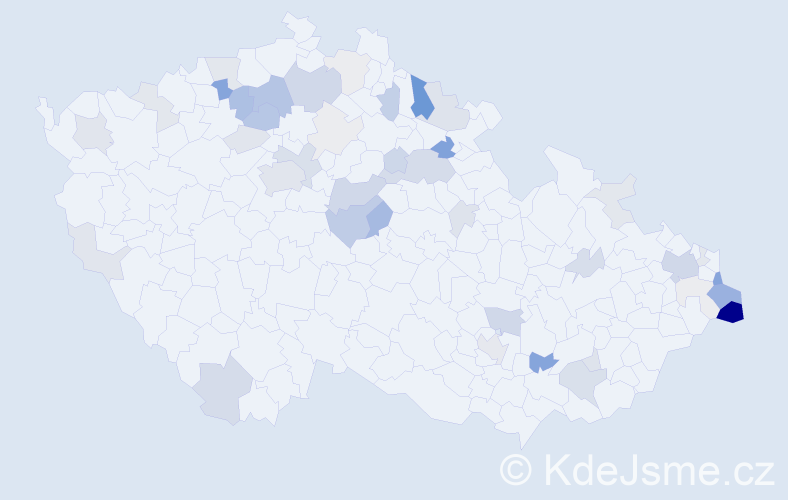 Příjmení: 'Husar', počet výskytů 146 v celé ČR