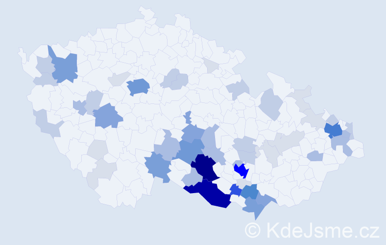 Příjmení: 'Kocmánek', počet výskytů 200 v celé ČR
