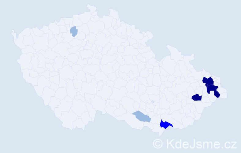 Příjmení: 'Moniaková', počet výskytů 18 v celé ČR
