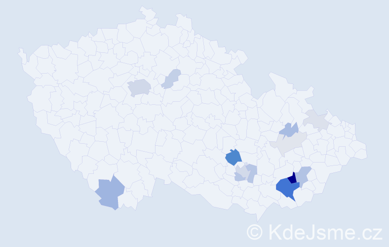 Příjmení: 'Caudr', počet výskytů 54 v celé ČR