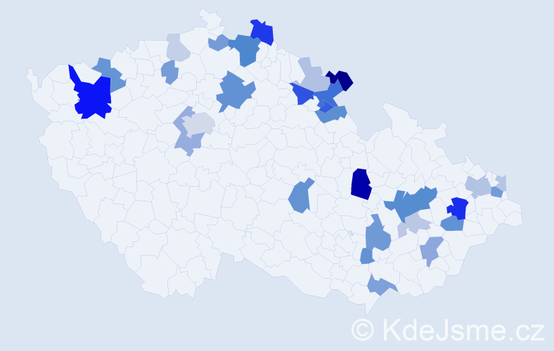 Příjmení: 'Hrnková', počet výskytů 74 v celé ČR