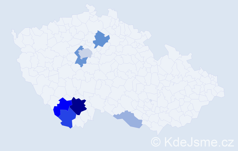 Příjmení: 'Placerová', počet výskytů 44 v celé ČR