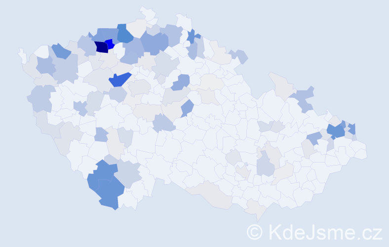 Příjmení: 'Tokár', počet výskytů 611 v celé ČR