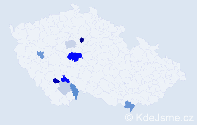 Příjmení: 'Auzká', počet výskytů 21 v celé ČR