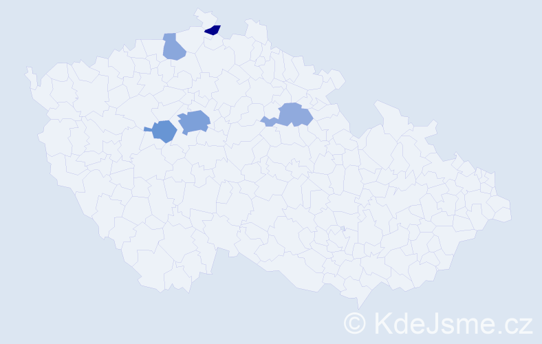 Příjmení: 'Bentley', počet výskytů 13 v celé ČR