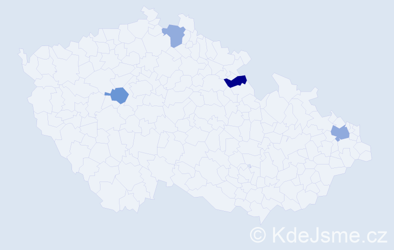 Příjmení: 'Bazár', počet výskytů 5 v celé ČR