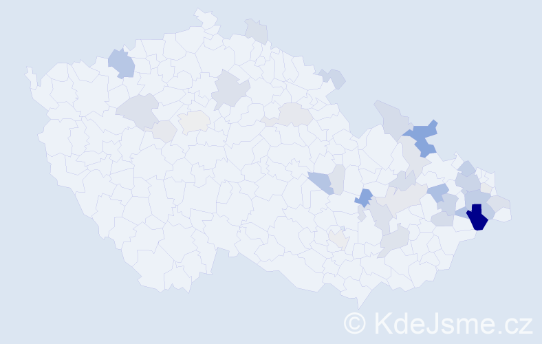 Příjmení: 'Mohelník', počet výskytů 101 v celé ČR