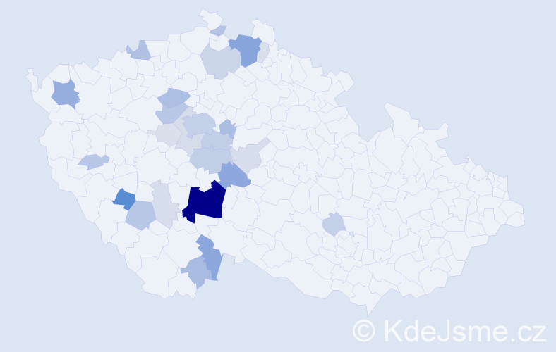 Příjmení: 'Bohuslávek', počet výskytů 97 v celé ČR