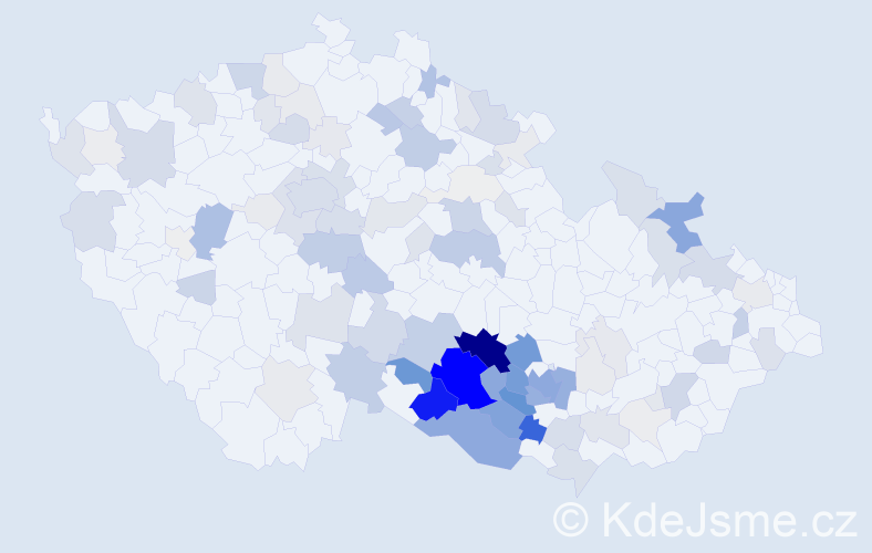 Příjmení: 'Veleba', počet výskytů 453 v celé ČR