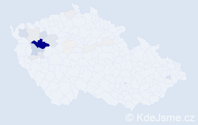 Příjmení: 'Koudele', počet výskytů 103 v celé ČR