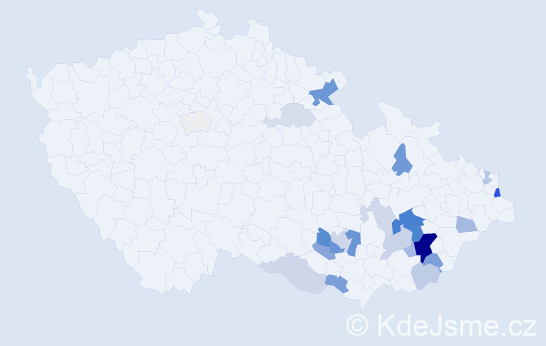 Příjmení: 'Tobolák', počet výskytů 53 v celé ČR