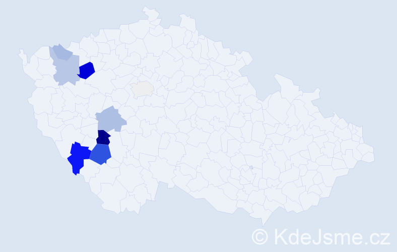 Příjmení: 'Kazák', počet výskytů 22 v celé ČR