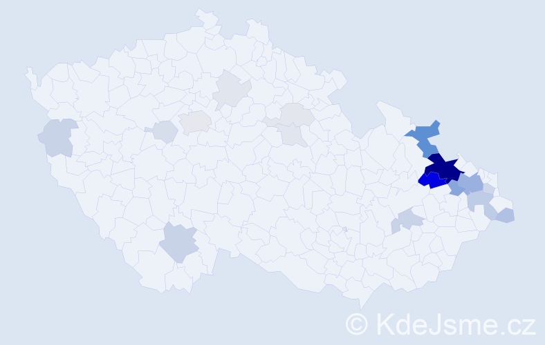 Příjmení: 'Prusek', počet výskytů 73 v celé ČR