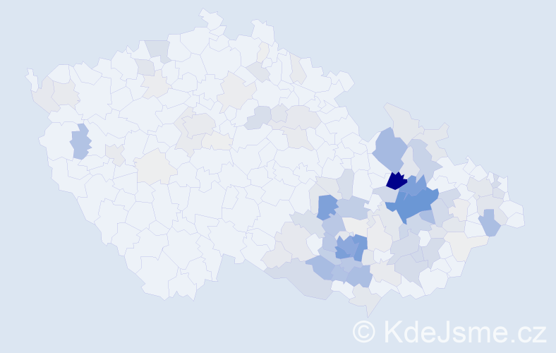 Příjmení: 'Bartoněk', počet výskytů 526 v celé ČR