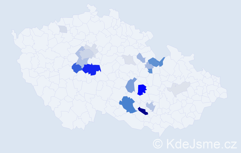 Příjmení: 'Neterdová', počet výskytů 70 v celé ČR
